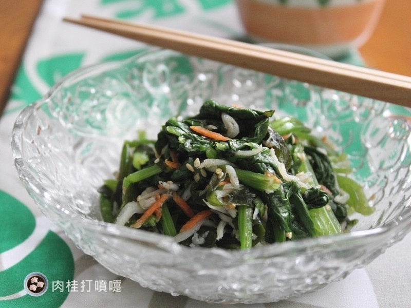 梅酱拌银鱼芝麻波菜