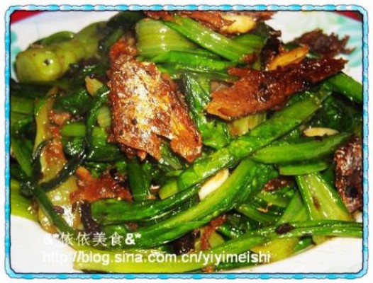 豆豉鲮鱼炒油麦菜