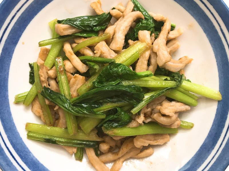 沙茶油菜炒肉丝