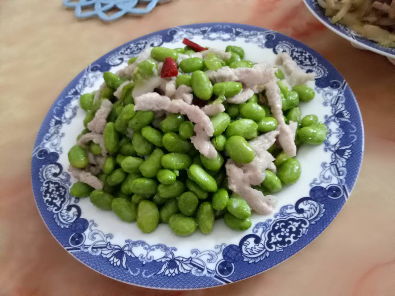 毛豆炒肉丝