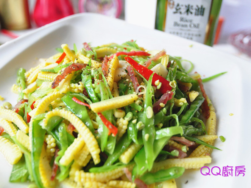 猪肉干炒豌豆荚丝