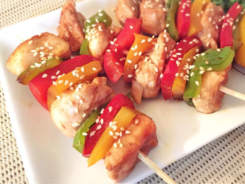 低卡彩椒鸡肉串
