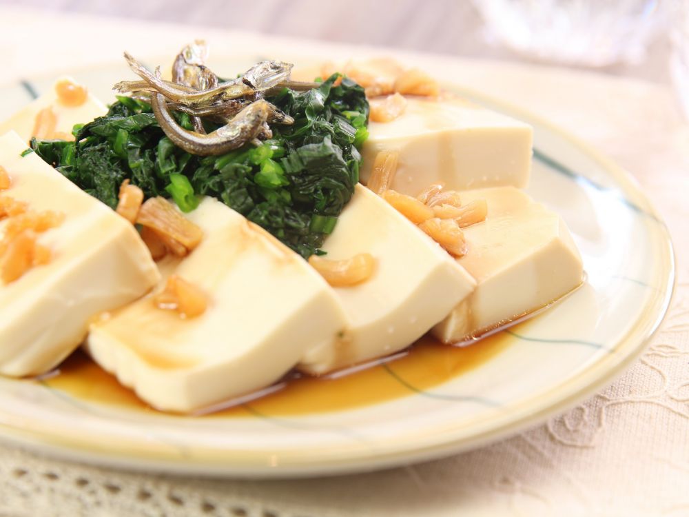 菠菜瑶柱豆腐