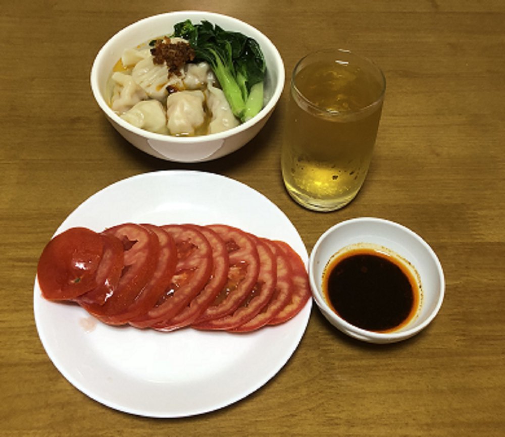 汤饺+西红柿+菊花蜜