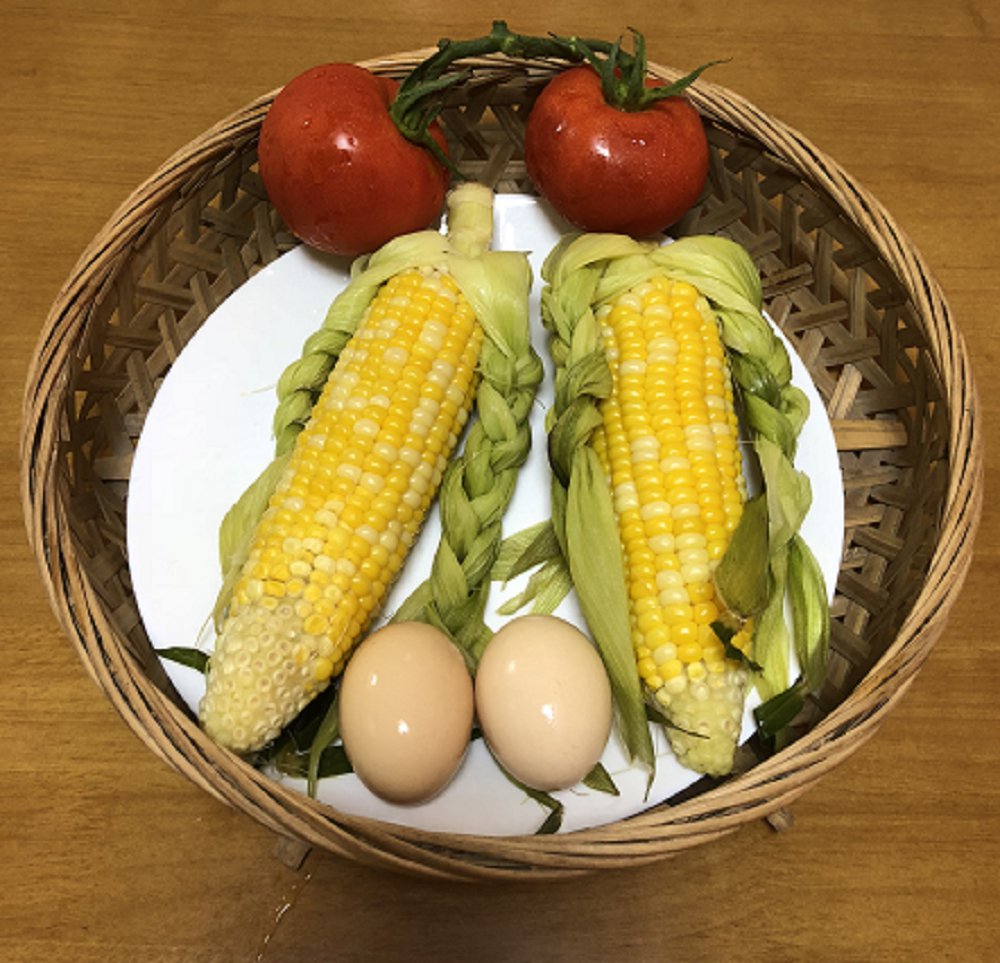 玉米鸡蛋+西红柿