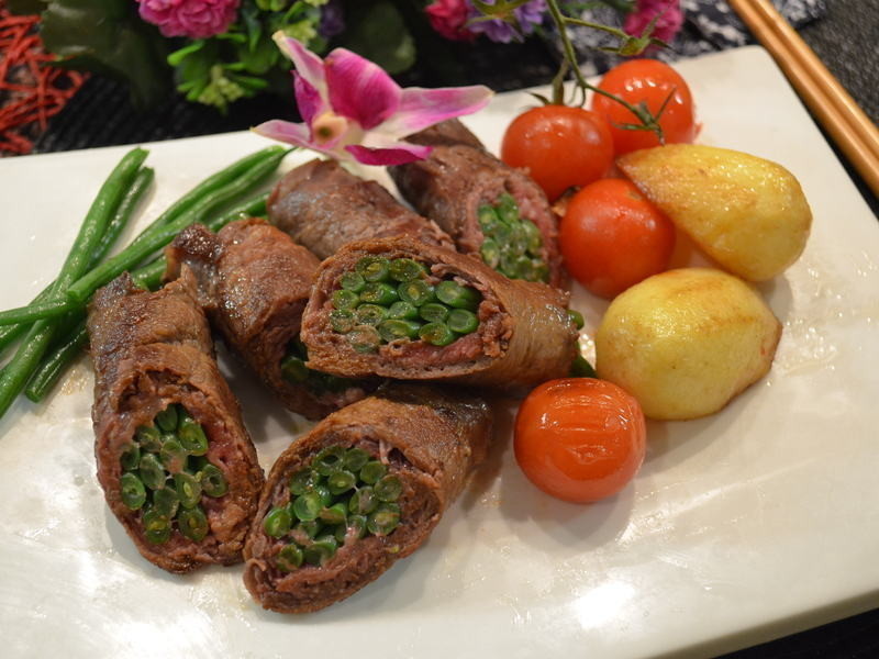青豆烧牛肉卷