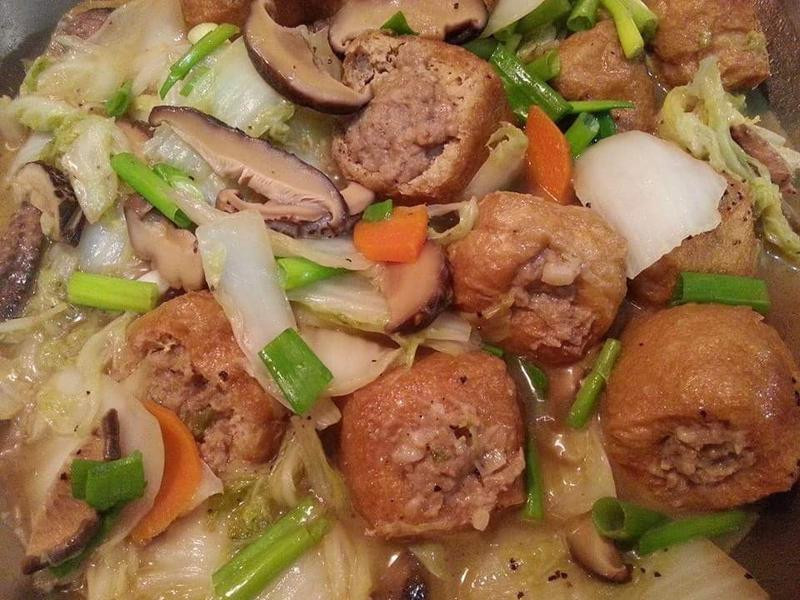 白菜卤油豆腐镶肉
