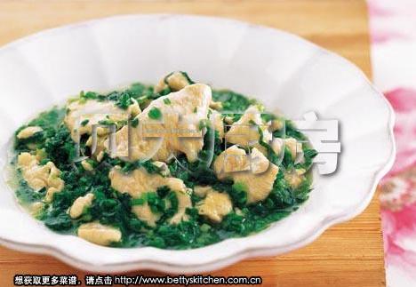 荠菜滑鸡片