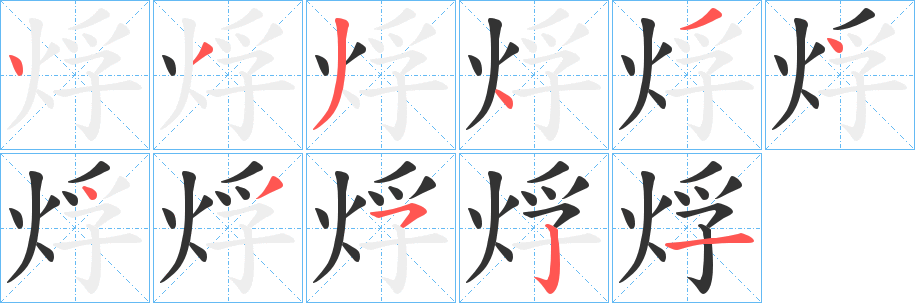 烰字的笔顺分步演示