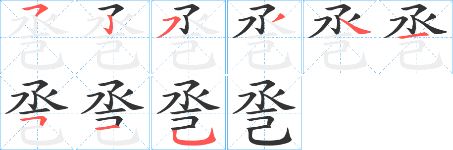 巹字的笔顺分步演示