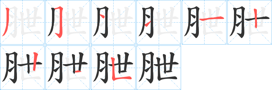 朑字的笔顺分步演示
