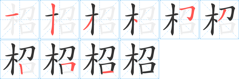 柖字的笔顺分步演示