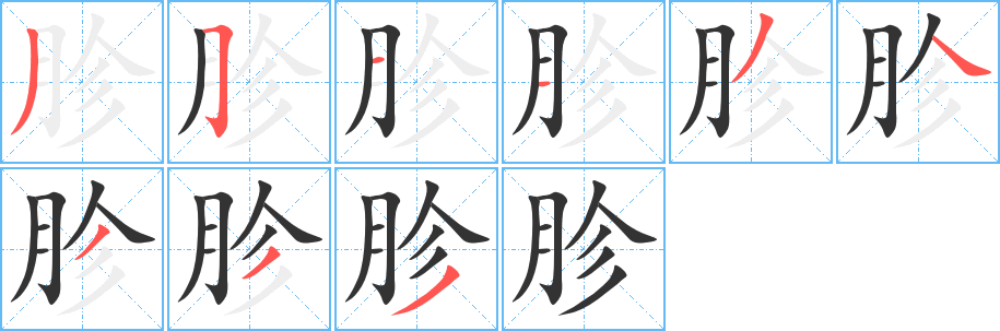 胗字的笔顺分步演示
