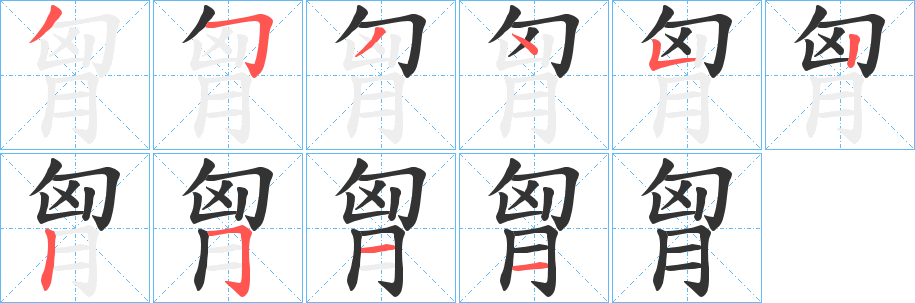 胷字的笔顺分步演示