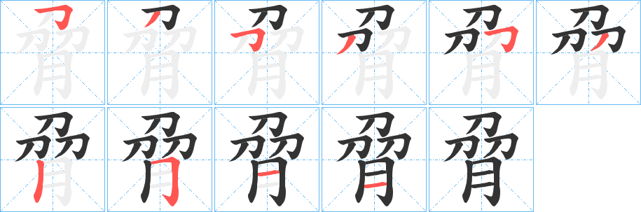 脋字的笔顺分步演示