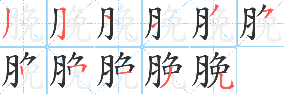 脕字的笔顺分步演示