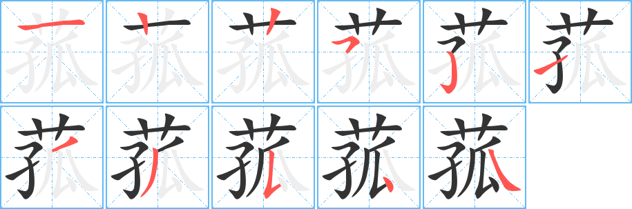 菰字的笔顺分步演示