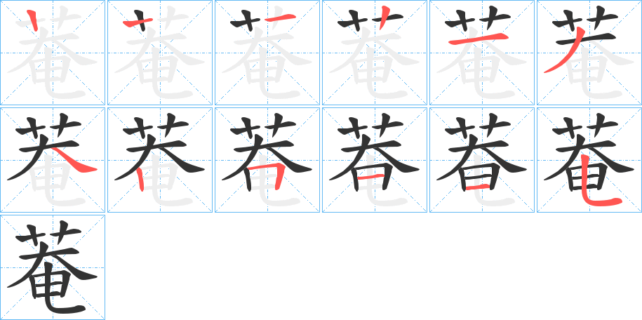 菴字的笔顺分步演示