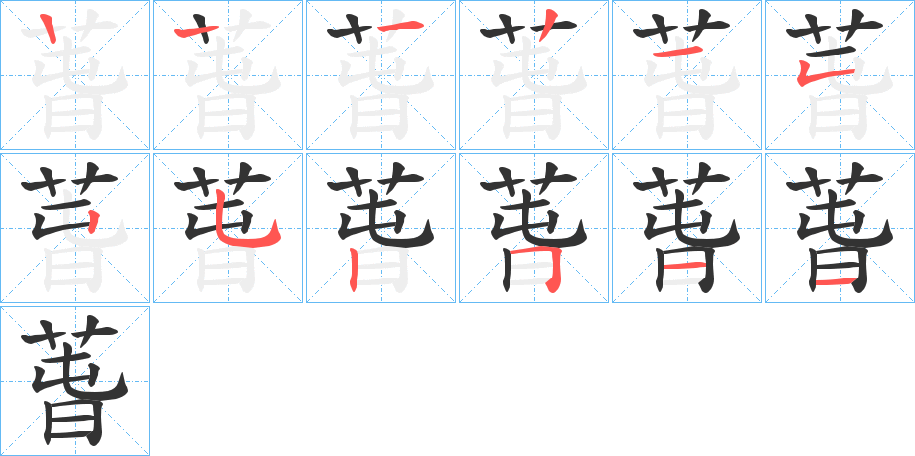 萅字的笔顺分步演示