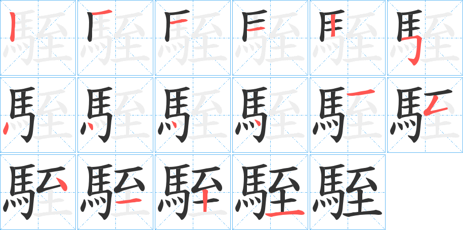 駤字的笔顺分步演示