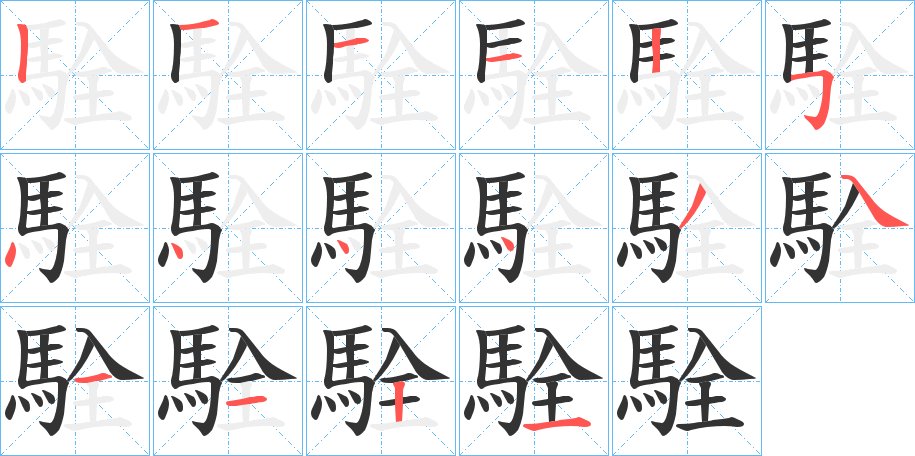 駩字的笔顺分步演示