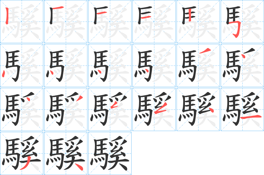 騱字的笔顺分步演示