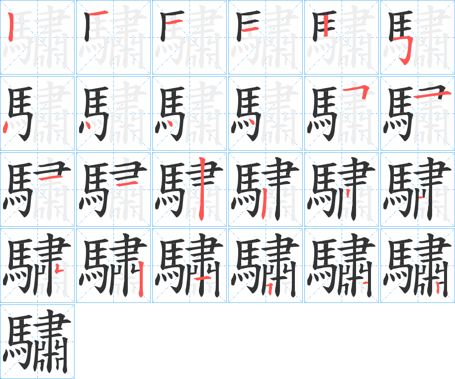 驌字的笔顺分步演示