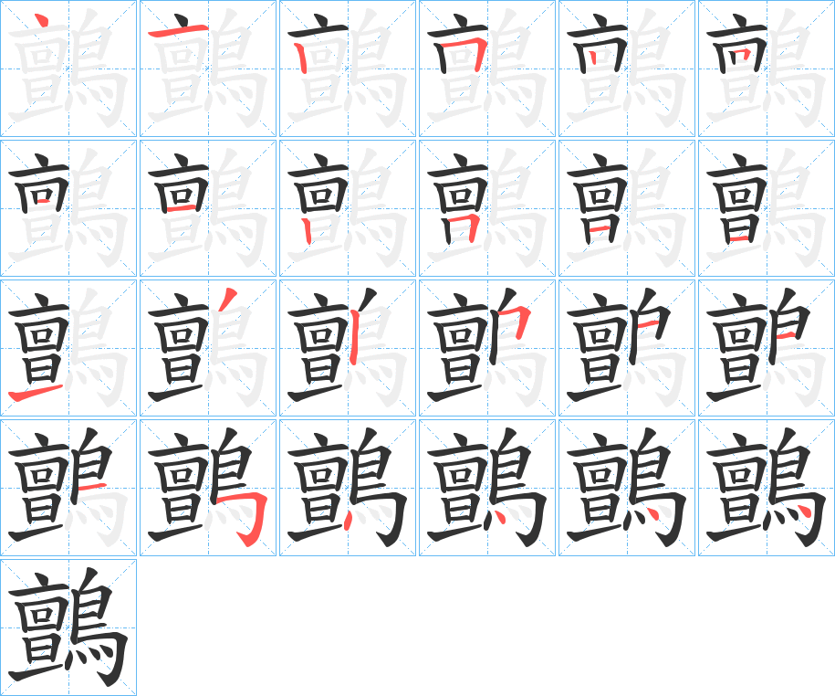 鸇字的笔顺分步演示
